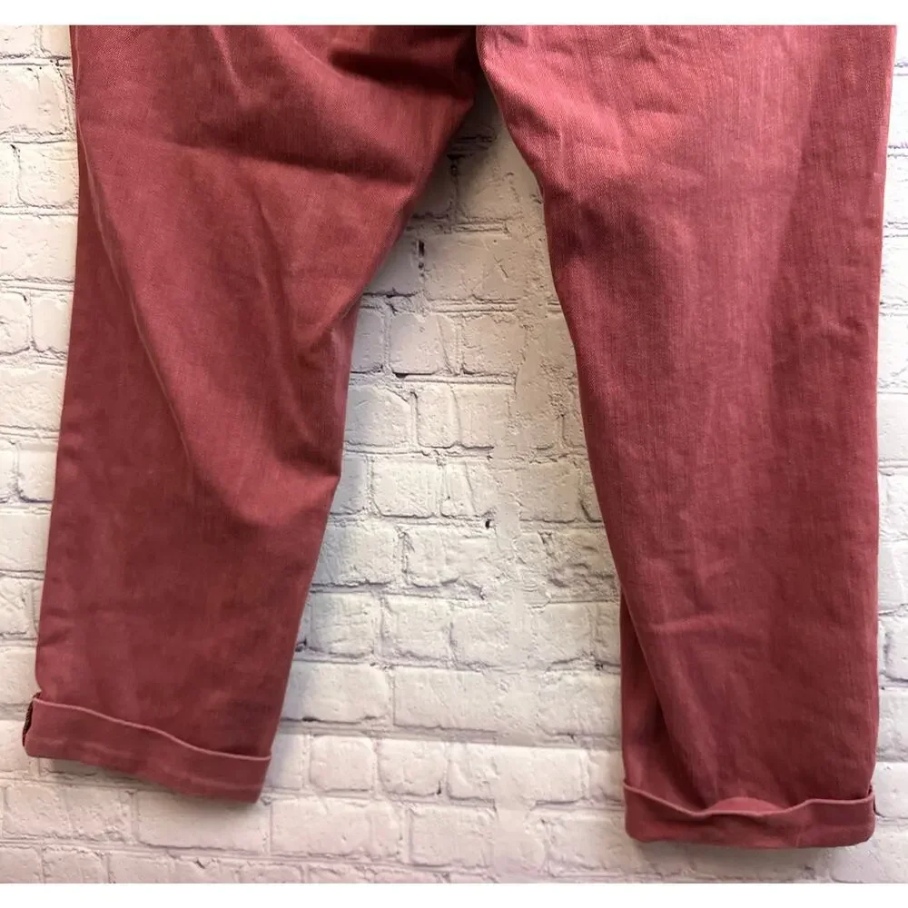 Judy Blue Aurora Weekender Cuffed Jogger Jeans High Waisted Red Women's 16W